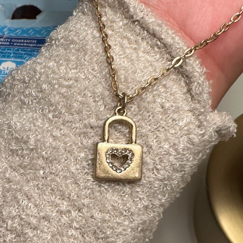 Gold Heart Lock Necklace